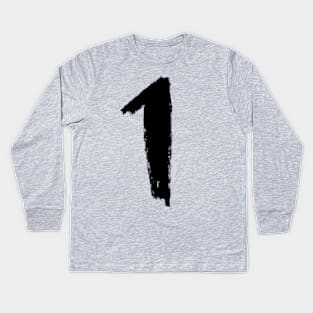 Handwritten Numerals: One, Number 1 Kids Long Sleeve T-Shirt